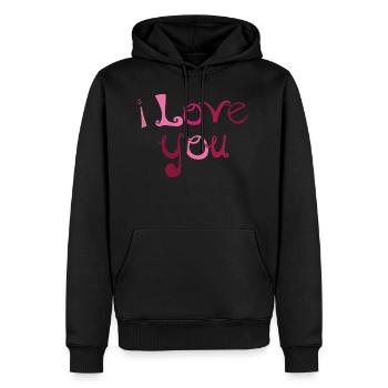 je t'aime - Sweat à capuche Premium bio Homme - noir - Devant - Nico (187cm)