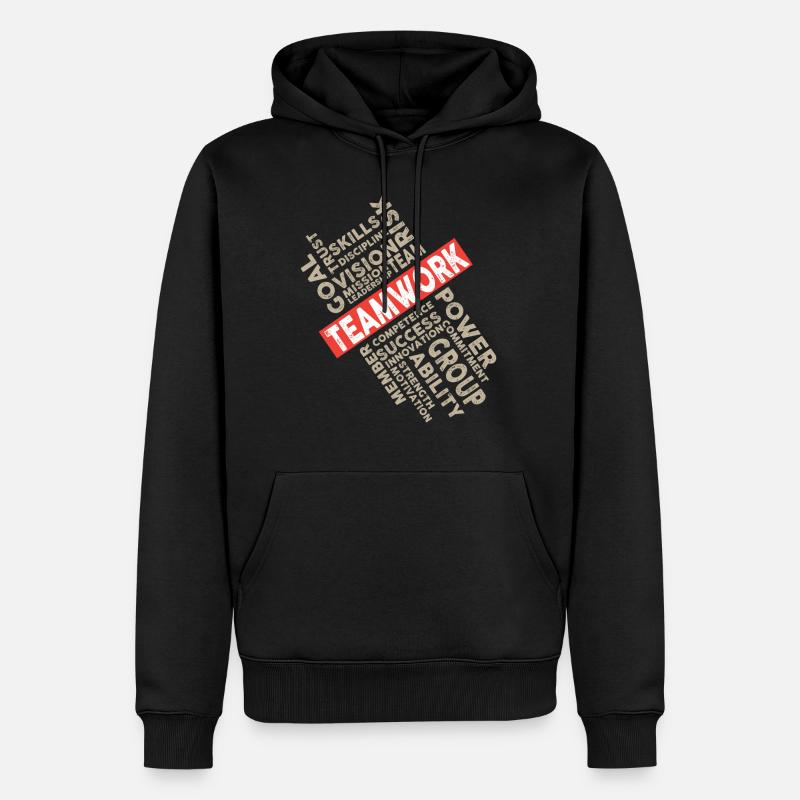 Teamwork - Männer Premium Bio Hoodie - Schwarz