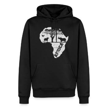 Afrique - Vie sauvage - Afrique - Sweat à capuche Premium bio Homme - noir - Devant - Nico (187cm)