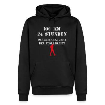 100 kilometer wandern in 24 stunden mit stolz - Männer Premium Bio Hoodie - Schwarz - Vorne - Nico (187cm)