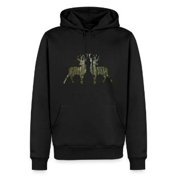 Cerf collage "Cerf dans le miroir" - Sweat à capuche Premium bio Homme - noir - Devant - Nico (187cm)