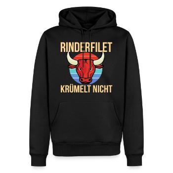 Fleisch Rinderfilet Krümelt Grillen in Vintage - Männer Premium Bio Hoodie - Schwarz - Vorne - Nico (187cm)