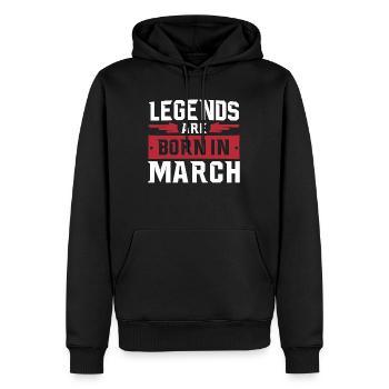 legends are born in march - Sweat à capuche Premium bio Homme - noir - Devant - Nico (187cm)