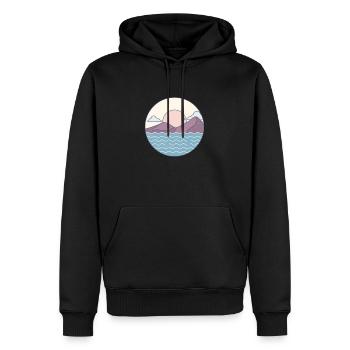 Belle nature paysage avec montagne d’eau - Sweat à capuche Premium bio Homme - noir - Devant - Nico (187cm)