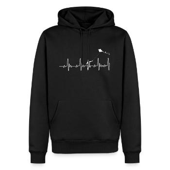 Fanö Herzschlag Fanø Geschenk für Drachenfliegen - Männer Premium Bio Hoodie - Schwarz - Vorne - Nico (187cm)