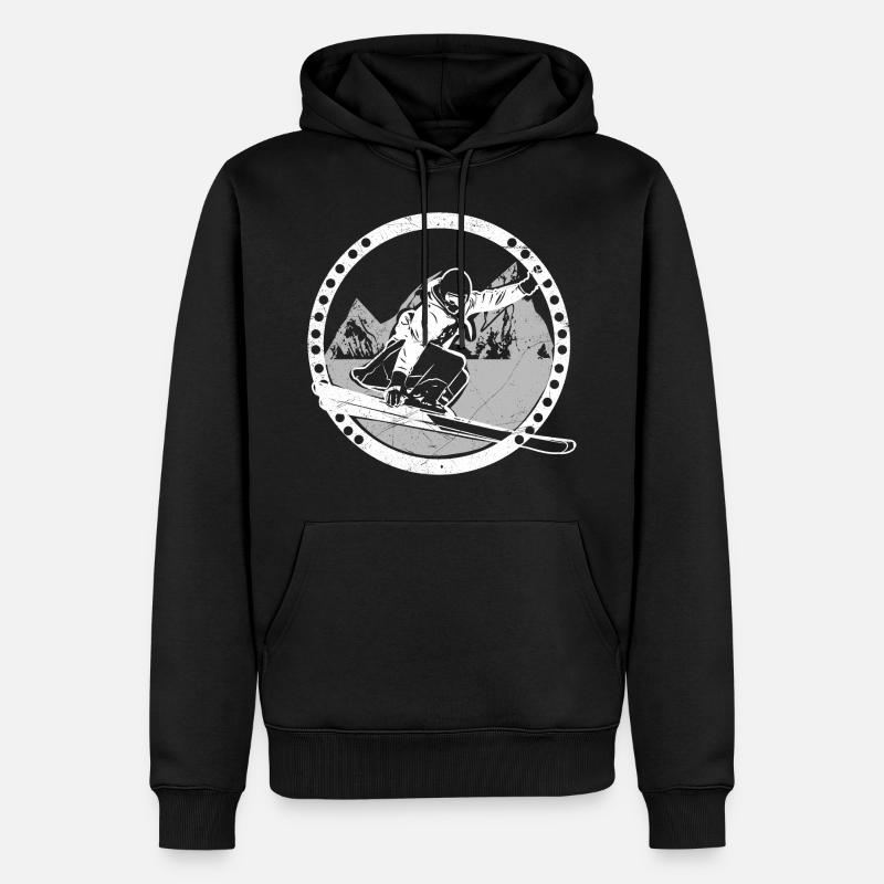Idée cadeau ski hiver - Sweat à capuche Premium bio Homme - noir