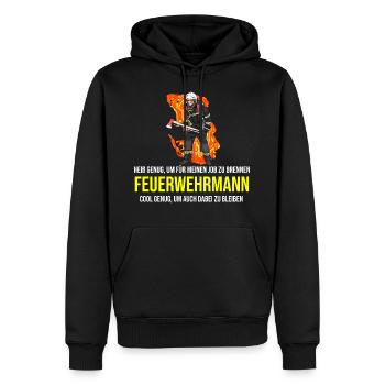 Feuerwehrmann Feuerwehr - Männer Premium Bio Hoodie - Schwarz - Vorne - Nico (187cm)