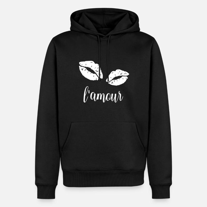 Embrasser les lèvres amour - Sweat à capuche Premium bio Homme - noir