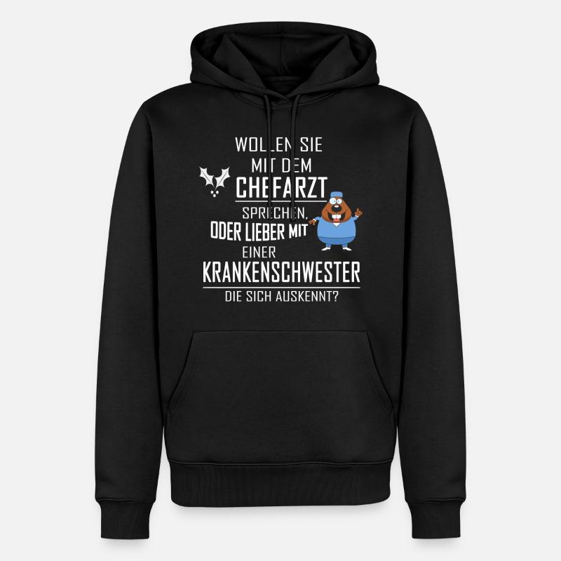 WOLLEN SIE MIT DEM CHEFARZT SPRECHEN - Männer Premium Bio Hoodie - Schwarz