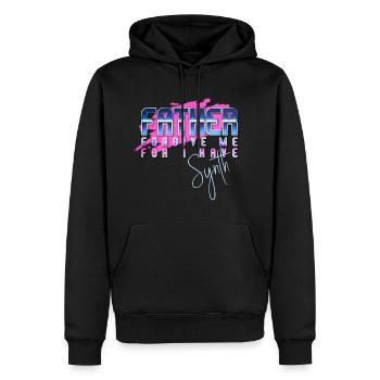 Father forgive me for I have SYNTH! - Men’s Premium Organic Hoodie - black - Front - Nico (187cm)