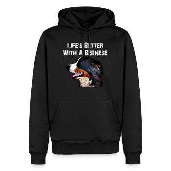 Mit einem Berner Sennenhund ist das Leben besser - Männer Premium Bio Hoodie - Schwarz - Vorne - Nico (187cm)