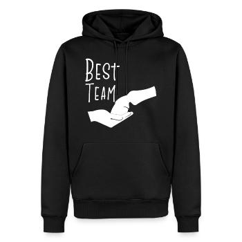Cooles Pferde Shirt - Bestes Team Pferd + Mensch - Männer Premium Bio Hoodie - Schwarz - Vorne - Nico (187cm)