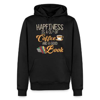 Cool Books Coffee Shirt - Bonheur - Sweat à capuche Premium bio Homme - noir - Devant - Nico (187cm)