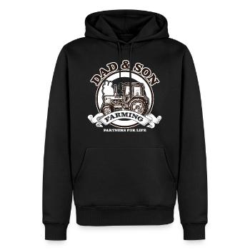 Vater & Sohn Bauer - Partner Bauern Traktor - Männer Premium Bio Hoodie - Schwarz - Vorne - Nico (187cm)