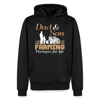 Vater & Sohn Bauer - Partner Bauern Traktor - Männer Premium Bio Hoodie - Schwarz - Vorne - Nico (187cm)