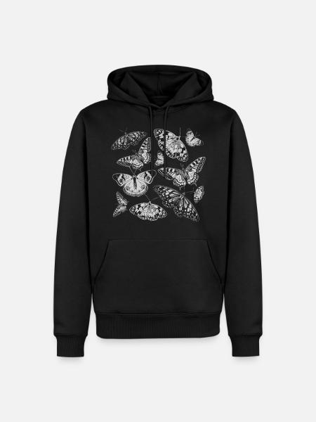 Papillons blancs - Sweat à capuche Premium bio Homme - noir