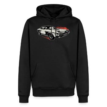 Vintage Muscle Car US Car Feuer oldschool - Männer Premium Bio Hoodie - Schwarz - Vorne - Nico (187cm)