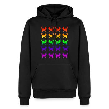 Katzen bunt wie Einhörner - Männer Premium Bio Hoodie - Schwarz - Vorne - Nico (187cm)