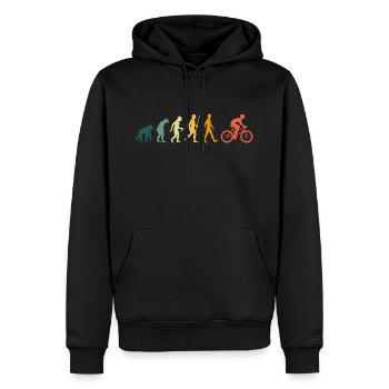 Fahrrad Evolution Radfahrer Retro - Männer Premium Bio Hoodie - Schwarz - Vorne - Nico (187cm)