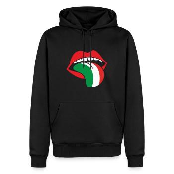 Langue de la bouche drapeau italien cadeau Italie - Sweat à capuche Premium bio Homme - noir - Devant - Nico (187cm)