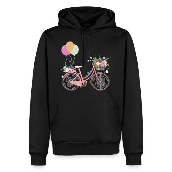 Fahrrad Blumen Luftballon Pink Rad - Männer Premium Bio Hoodie - Schwarz - Vorne - Nico (187cm)
