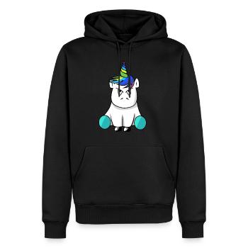 Einhorn Unicorn Angry - Männer Premium Bio Hoodie - Schwarz - Vorne - Nico (187cm)