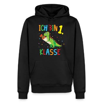 Einschulung Dinosaurier - Schule 2020 Dino - Männer Premium Bio Hoodie - Schwarz - Vorne - Nico (187cm)