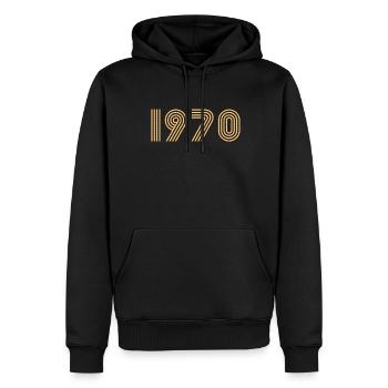 41e anniversaire 41 ans 1970 cadeau vintage1970 - Sweat à capuche Premium bio Homme - noir - Devant - Nico (187cm)
