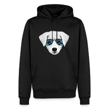 Chien « Cool » - Sweat à capuche Premium bio Homme - noir - Devant - Nico (187cm)