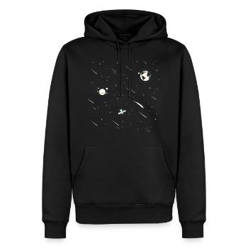 Cosmos Astronaute Planète fusée - Sweat à capuche Premium bio Homme - noir - Devant - Nico (187cm)