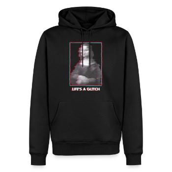 Glitch Vaporwave Mona Lisa - Sweat à capuche Premium bio Homme - noir - Devant - Nico (187cm)