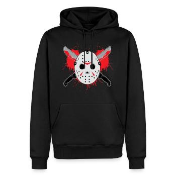 Masque d'Halloween - cadeau de couteau de sang - Sweat à capuche Premium bio Homme - noir - Devant - Nico (187cm)