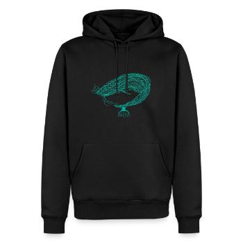 Poisson-chat poisson-chat pêche au poisson - Sweat à capuche Premium bio Homme - noir - Devant - Nico (187cm)