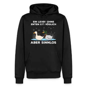 Laufenten Flüsterer - Enten Züchter Geschenk - Männer Premium Bio Hoodie - Schwarz - Vorne - Nico (187cm)