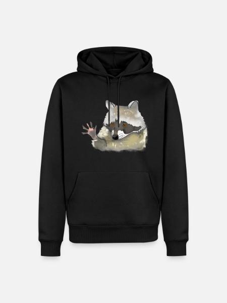Waschbär - Männer Premium Bio Hoodie - Schwarz