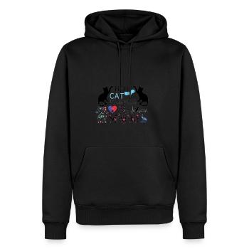 Maman chat - maman chat - Sweat à capuche Premium bio Homme - noir - Devant - Nico (187cm)