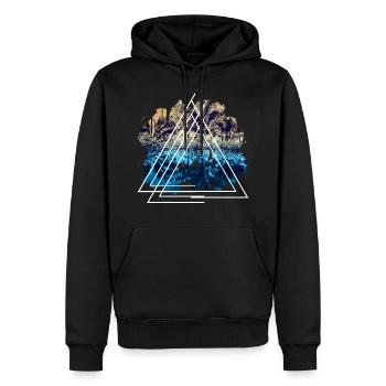 Vacation landscape triangular shape gift - Men’s Premium Organic Hoodie - black - Front - Nico (187cm)