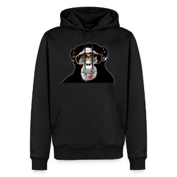 Chimpanzé - singe - Sweat à capuche Premium bio Homme - noir - Devant - Nico (187cm)