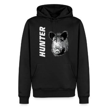 Wild Boar - Hunter - Wildschwein - Jäger - Männer Premium Bio Hoodie - Schwarz - Vorne - Nico (187cm)