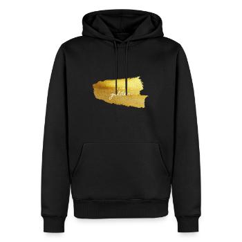 Ich bin golden - Männer Premium Bio Hoodie - Schwarz - Vorne - Nico (187cm)