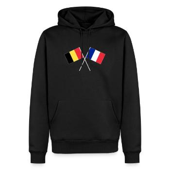 Belgium crossed France flag with flag - Men’s Premium Organic Hoodie - black - Front - Nico (187cm)