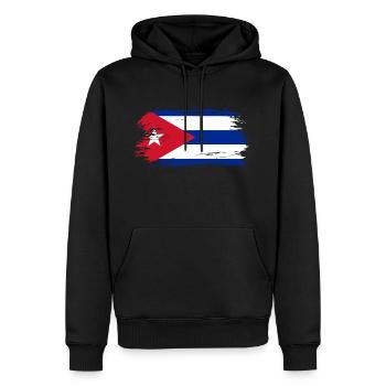 Drapeau cubain - Sweat à capuche Premium bio Homme - noir - Devant - Nico (187cm)