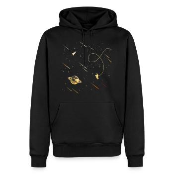 Espace astronaute planète fusée espace - Sweat à capuche Premium bio Homme - noir - Devant - Nico (187cm)