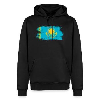 Drapeau du Kazakhstan - Sweat à capuche Premium bio Homme - noir - Devant - Nico (187cm)