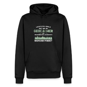 Geocach Geocacher Geocaching Geschenk GPS Geocach - Männer Premium Bio Hoodie - Schwarz - Vorne - Nico (187cm)
