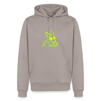 Radioactive rabbit - Men’s Premium Organic Hoodie - taupe - Front - Nico (187cm)