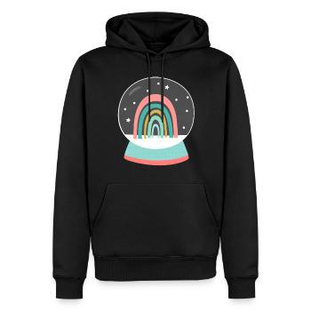 Schneekugel bunter Regenbogen Frohe Weihnachten - Männer Premium Bio Hoodie - Schwarz - Vorne - Nico (187cm)