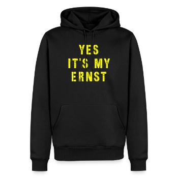 Yes My Ernst Funny Denglish disant blague - Sweat à capuche Premium bio Homme - noir - Devant - Nico (187cm)