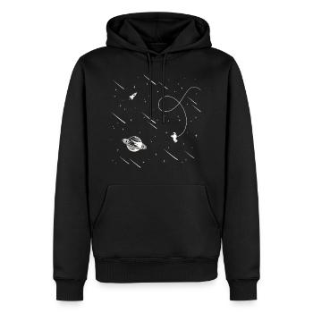 Espace astronaute planète fusée espace - Sweat à capuche Premium bio Homme - noir - Devant - Nico (187cm)