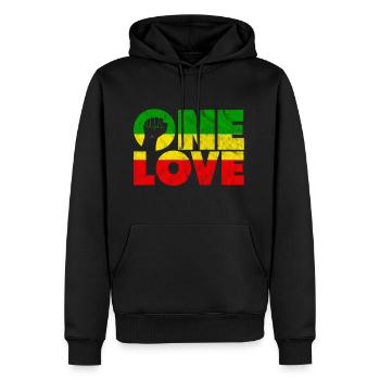 un reggae d'amour - Sweat à capuche Premium bio Homme - noir - Devant - Nico (187cm)